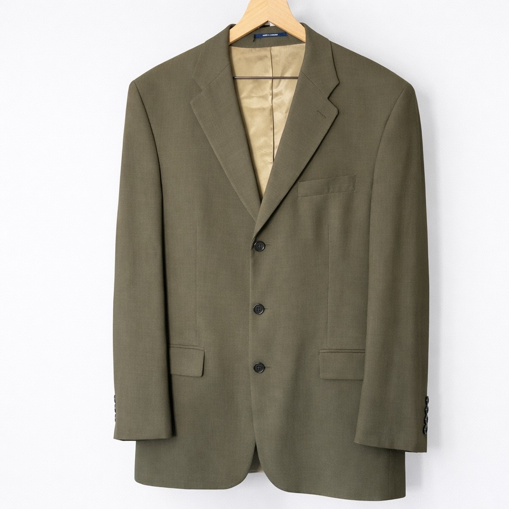 Halberstadt’s Franco Tassi Wool Blazer Mens 42L Olive Green Sport Coat Classic